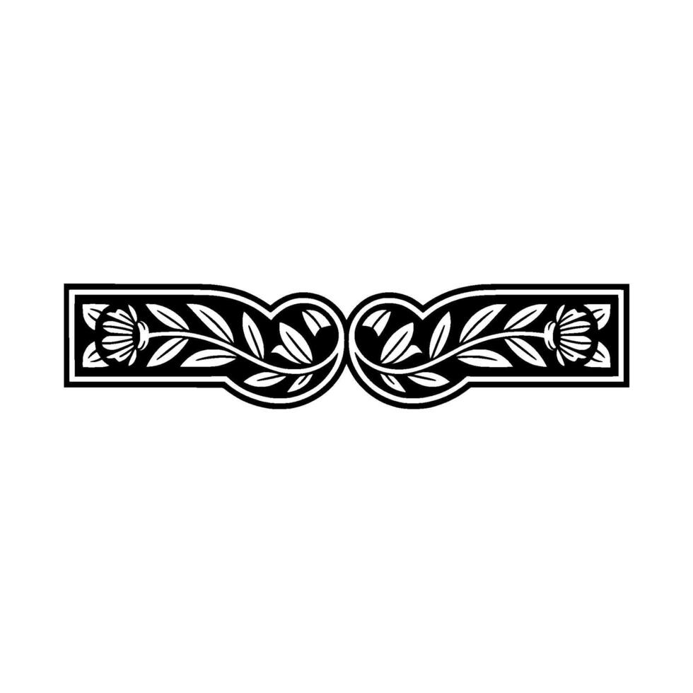 Elegant Botanical Border, Vintage Element - Line art vector