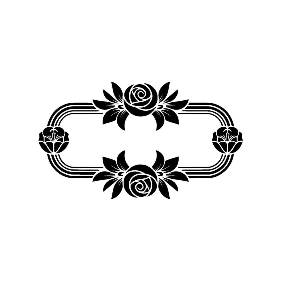 Elegant Floral Deco Border, Vintage Style, Symmetrical vector
