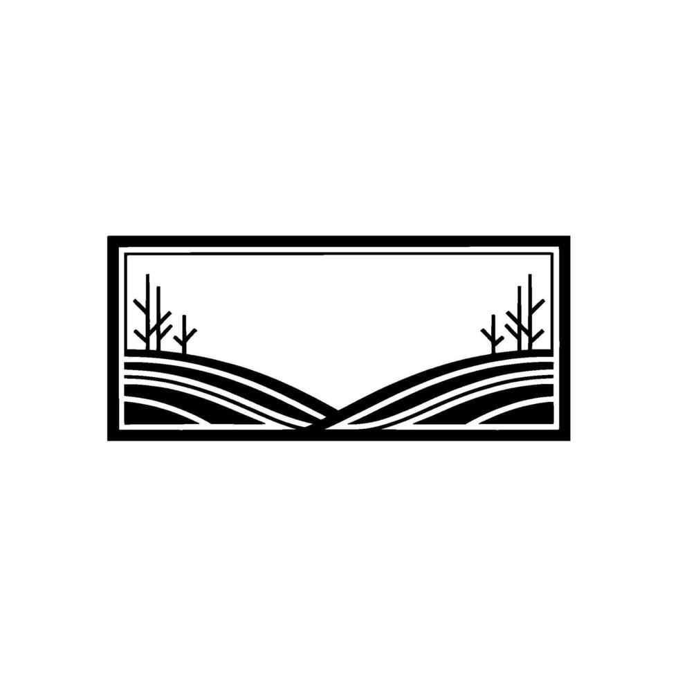 Minimalist Landscape Emblem, Serene Horizon, Rustic vector