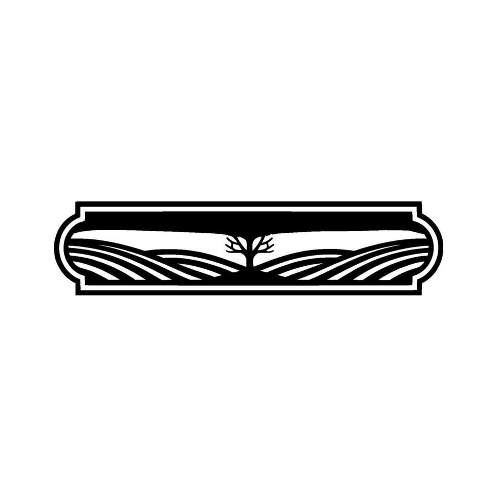 Serene Landscape Emblem, Minimalist Silhouette, Tranquil vector