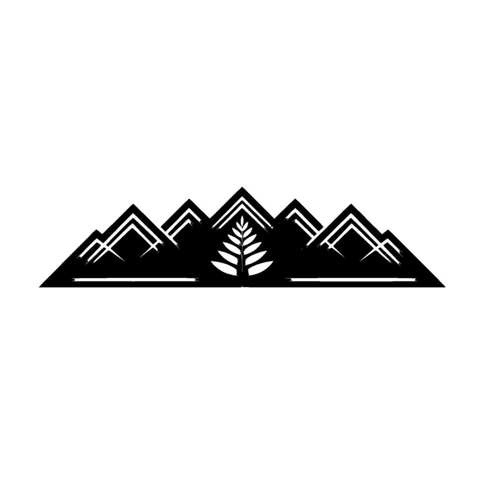 Geometric Mountain Fern Emblem, Minimalist vector