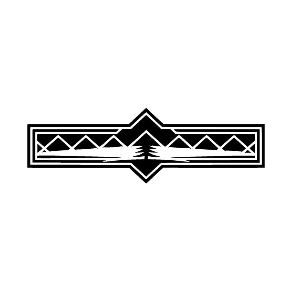 Geometric Mountain Silhouette Emblem, Vintage Style vector