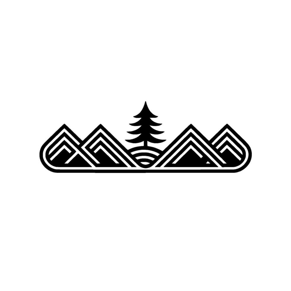 Minimalist Mountain Pine Emblem, Adventure Illustration vector