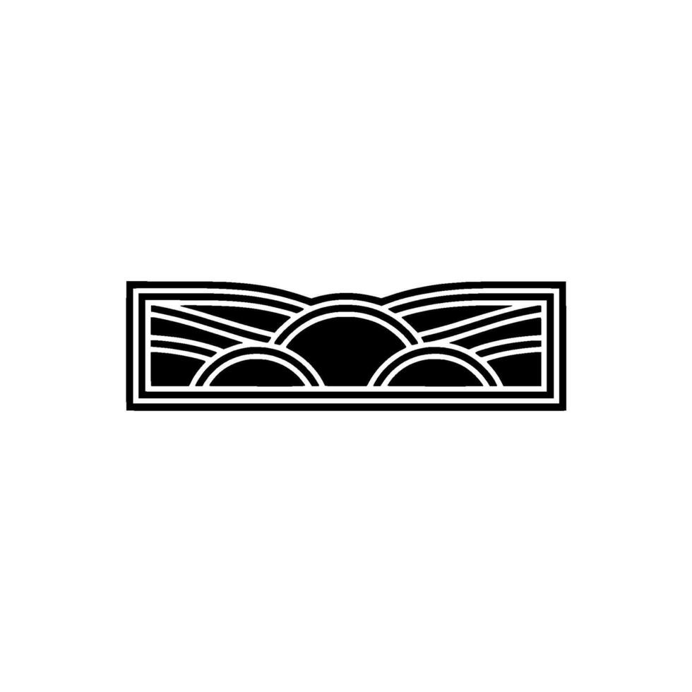 Geometric Horizon, Stylized Landscape Emblem - Silhouette vector