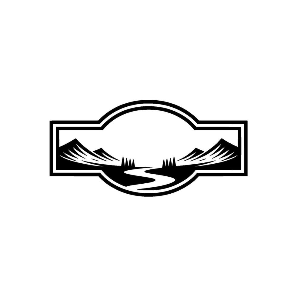 Mountain Silhouette Emblem, Rustic Wilderness - Landscape vector