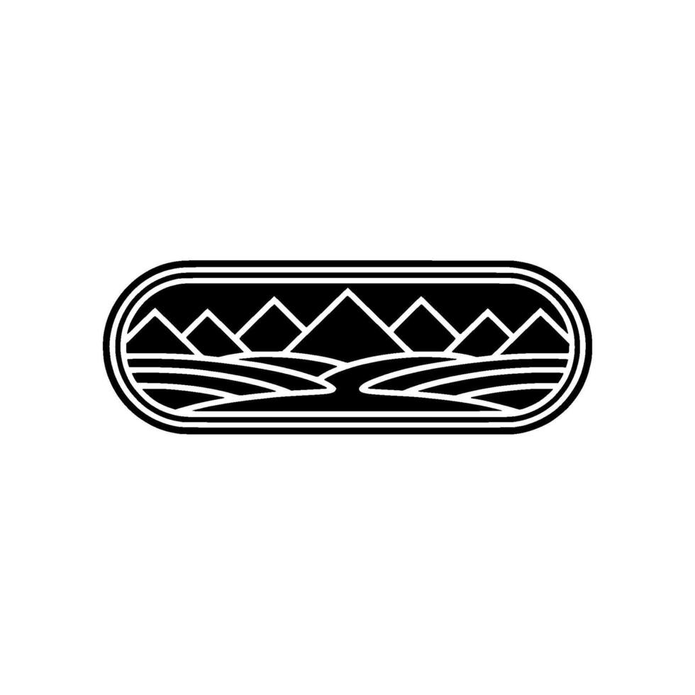 Minimalist Mountainscape Emblem, Adventure Exploration - Landscape vector
