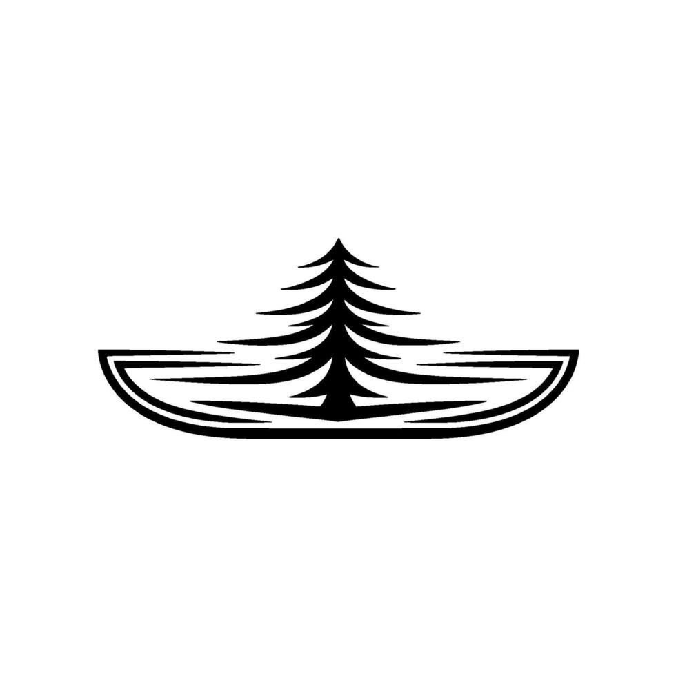 Minimalist Pine Silhouette on Water - Emblem vector