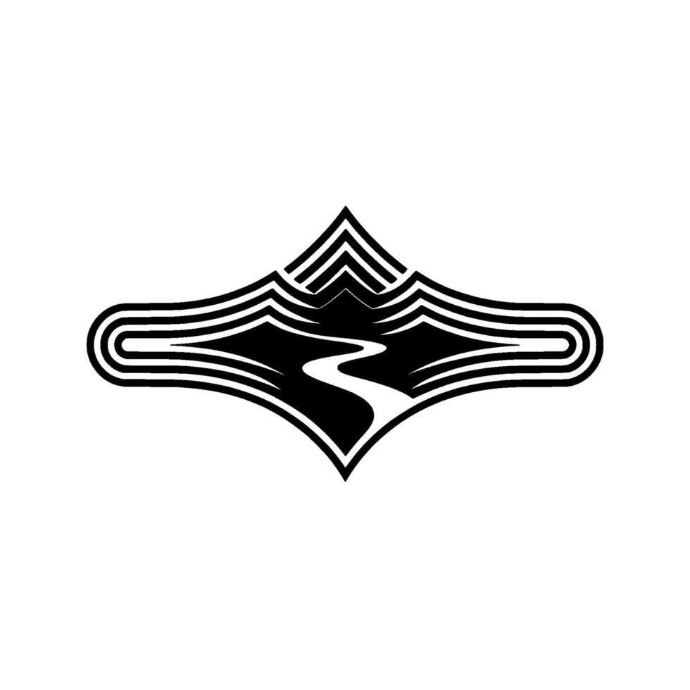 Geometric Mountain Stream Emblem, Modern Minimalist vector