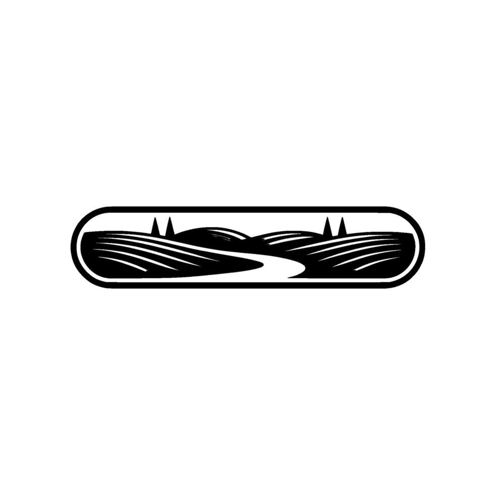 Serene Landscape Emblem, Minimalist Rural, Stream vector