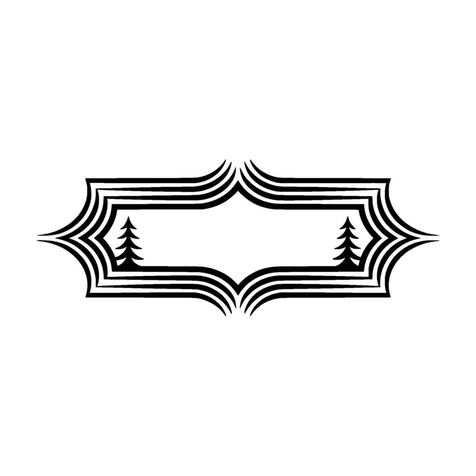 Stylized Forest Border, Vintage Element vector