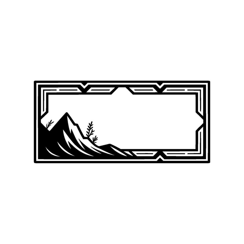 Mountain Silhouette Border, Vintage Adventure Illustration vector