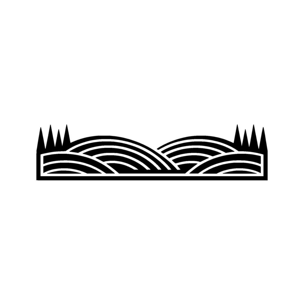 Serene Landscape Silhouette, Minimalist Rural Emblem vector