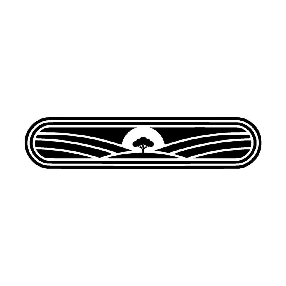 Minimalist Landscape Emblem, Serene Horizon, Badge vector