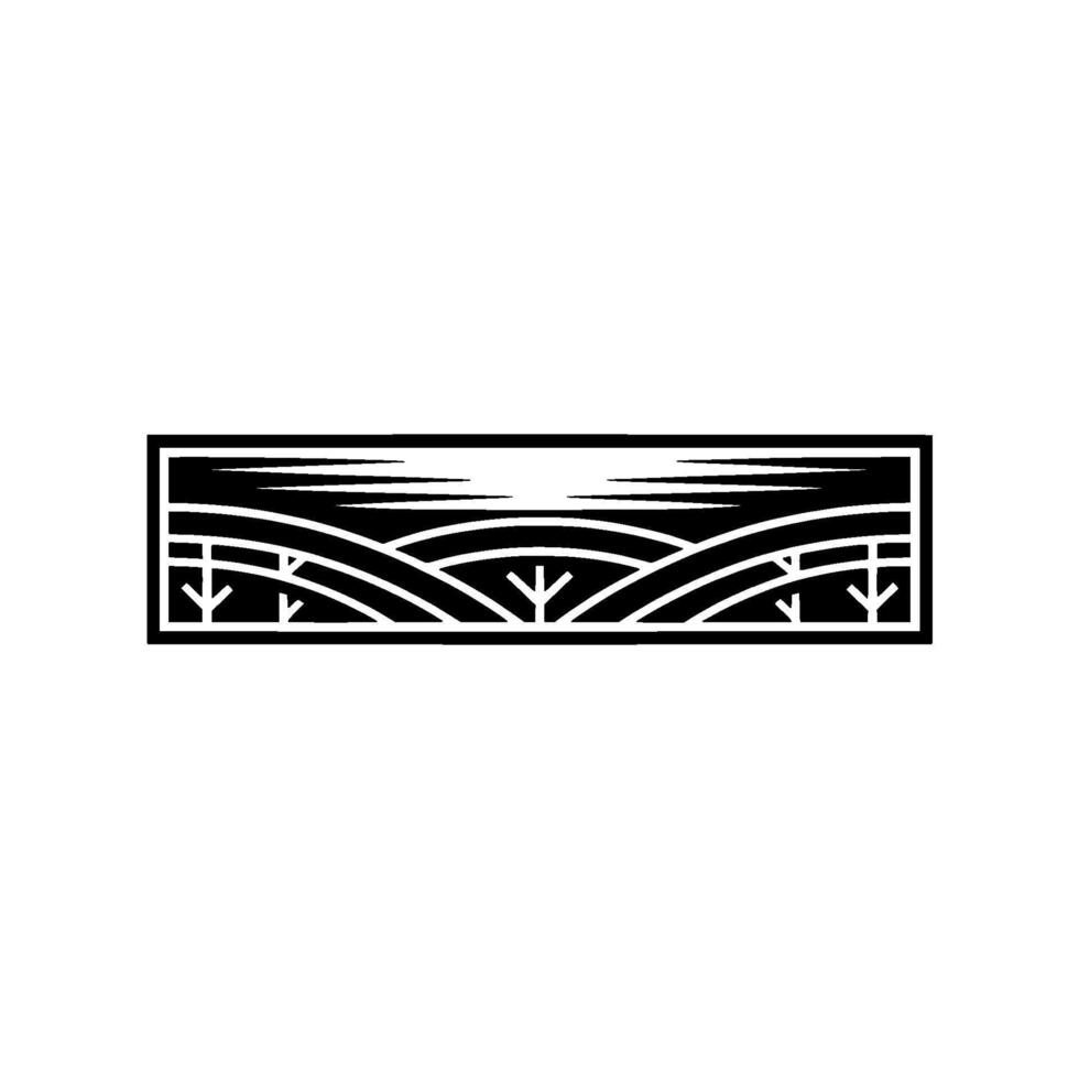 Serene Horizon Stylized Landscape Emblem, Minimalist vector