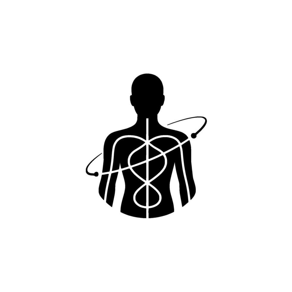 Abstract Human Silhouette, Energy Flow, and Financial Connections vector