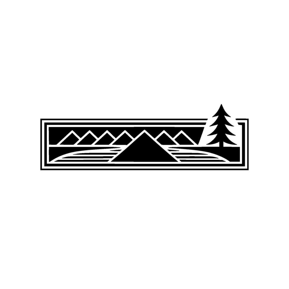 Geometric Mountainscape Emblem, Minimalist Wilderness, Landscape vector