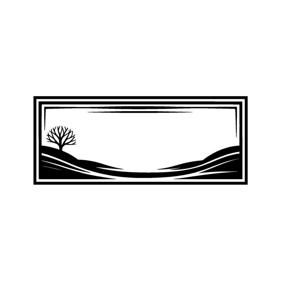 Minimalist Landscape Silhouette, Serene Horizon, Outline vector