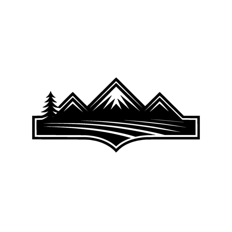 Mountain Silhouette Emblem, Wilderness Adventure, Nature vector