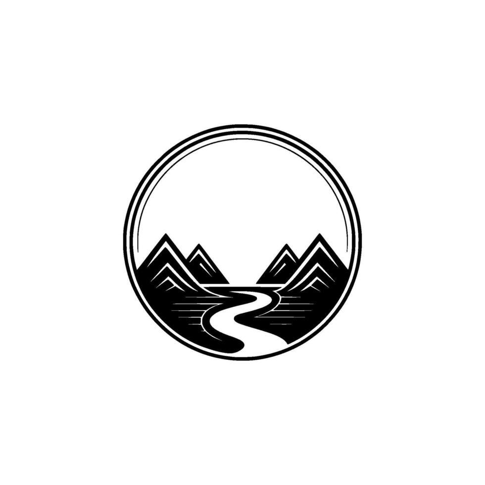 Mountain River Emblem - Minimalist Wilderness, Landscape vector