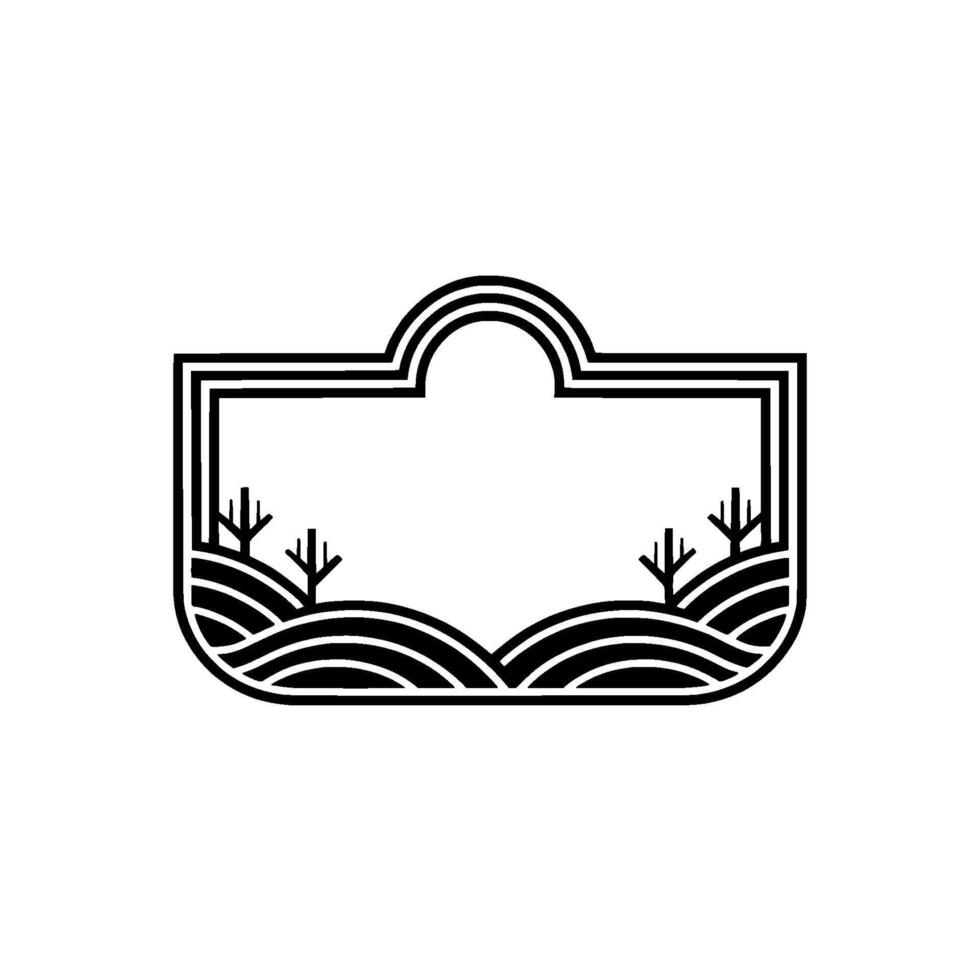 Minimalist Landscape Emblem, Natural Retreat, Serene vector
