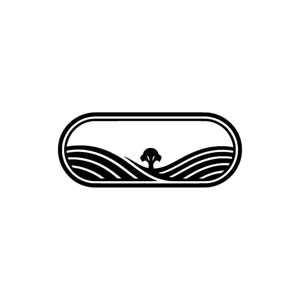 Serene Landscape Emblem, Minimalist Rural - Oval vector