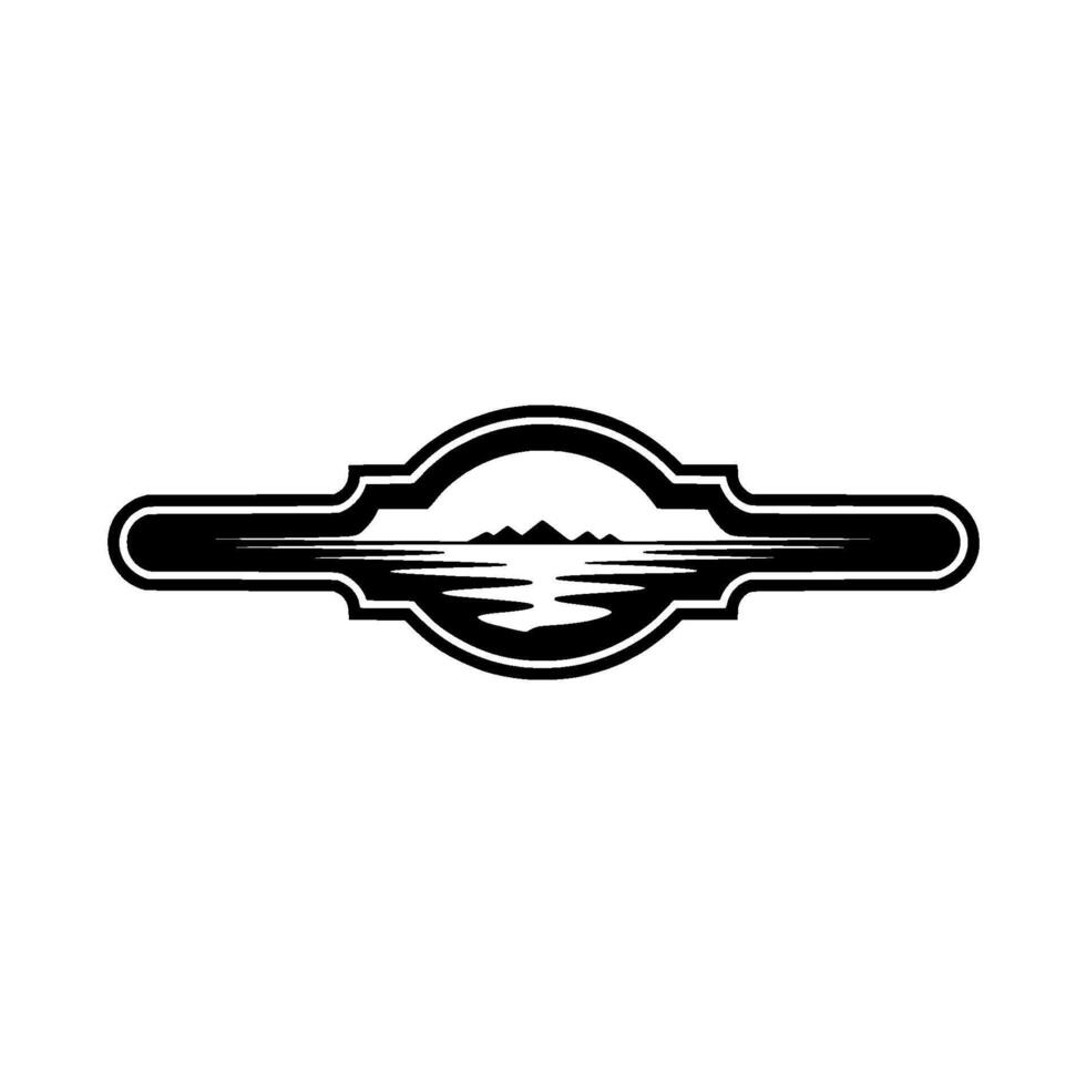 Serene Lakeside Silhouette, Vintage Expedition Emblem vector