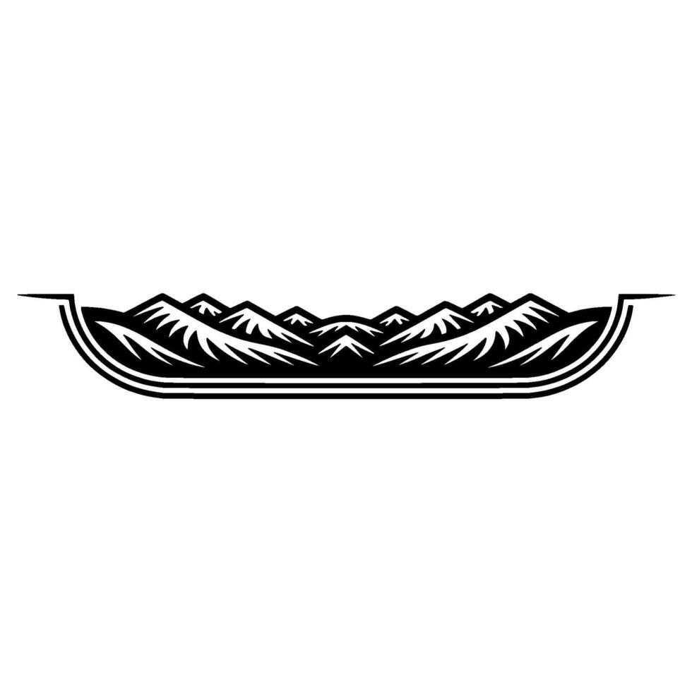 Nordic Boat Silhouette, Mountainscape Emblem vector