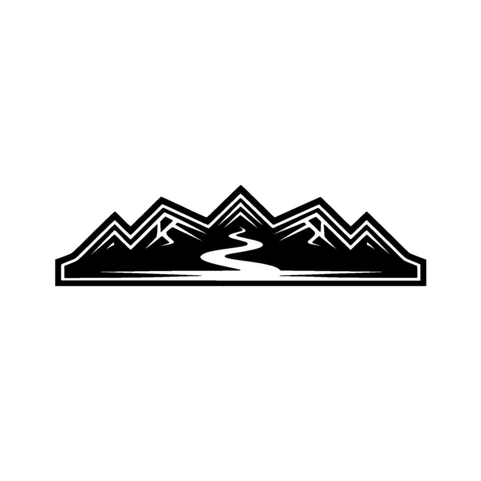 Minimalist Mountainscape, River Flow, Emblem vector