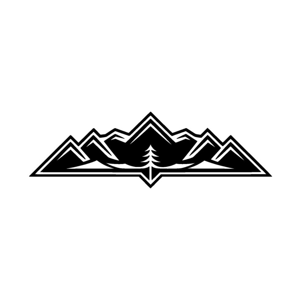 Geometric Mountain Emblem, Wilderness Symbol, Silhouette vector
