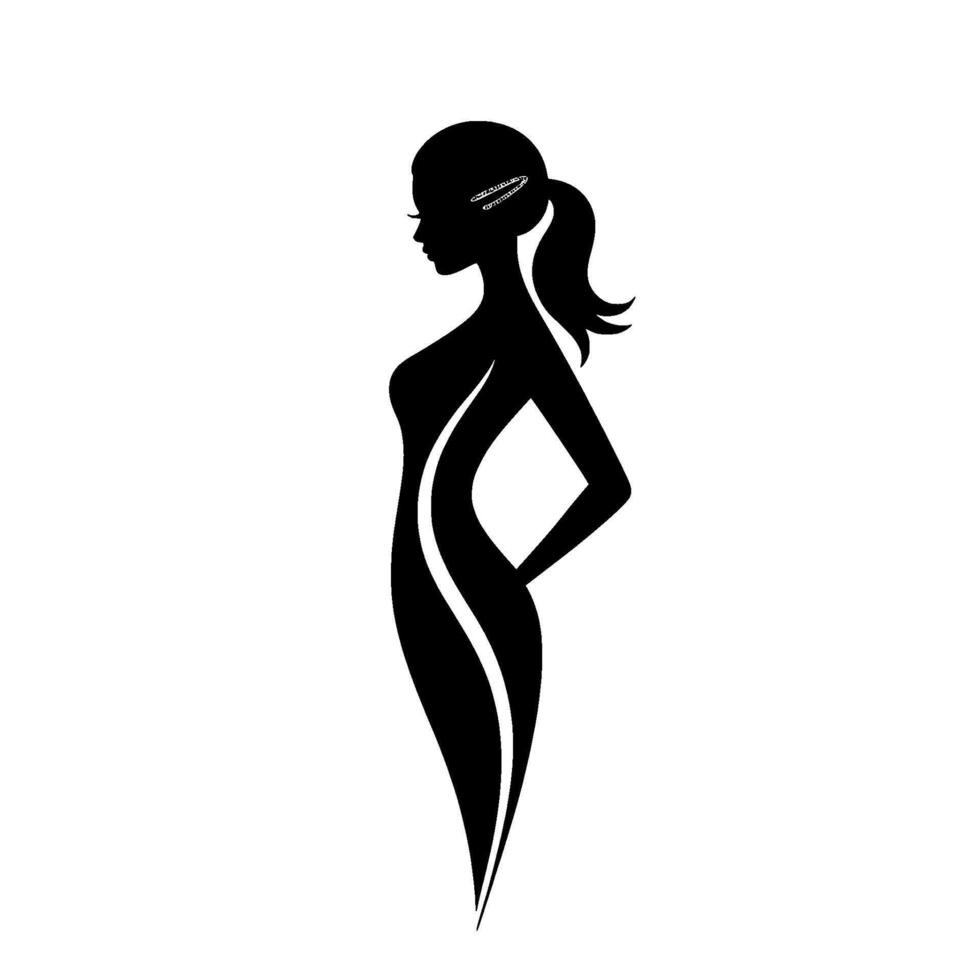 Elegant Silhouette, Vintage Beauty, Minimalist vector