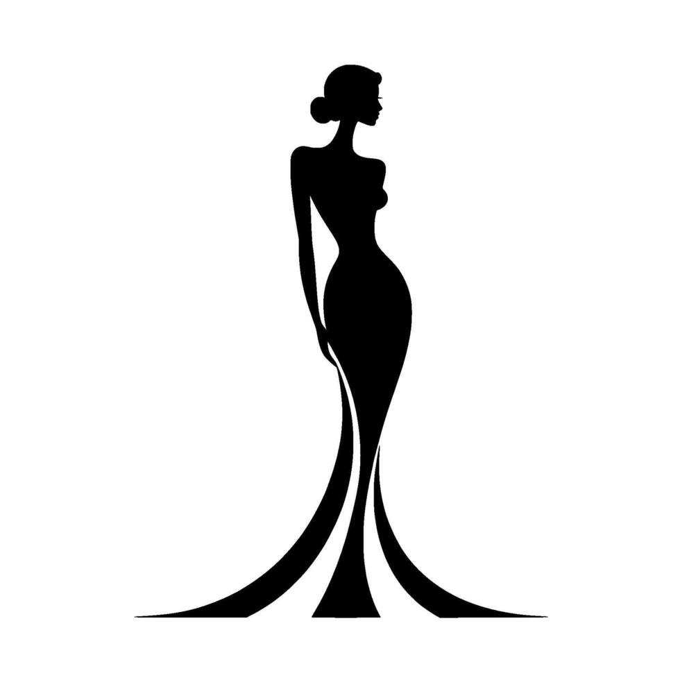 Elegant Silhouette, Graceful Figure, Evening Glamour vector