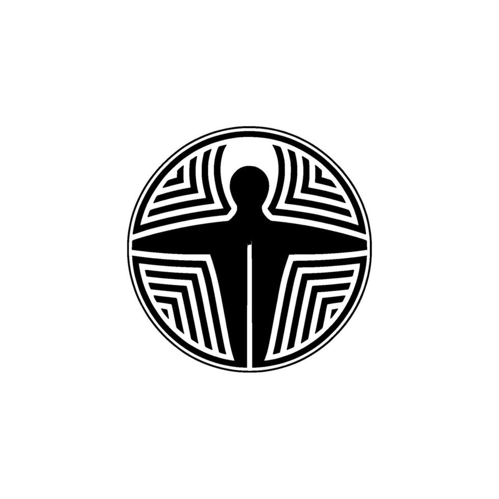 Geometric Wing Emblem, Sacred Circle, Minimalist vector