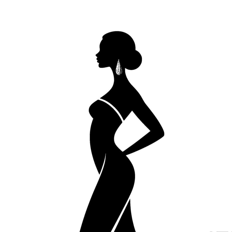 Elegant Silhouette, Glamorous Evening, Minimalist vector