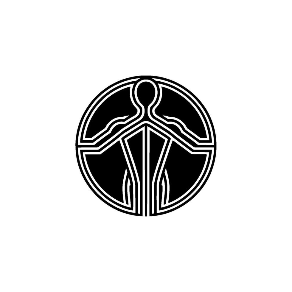 Geometric Angel Emblem, Minimalist Circular vector