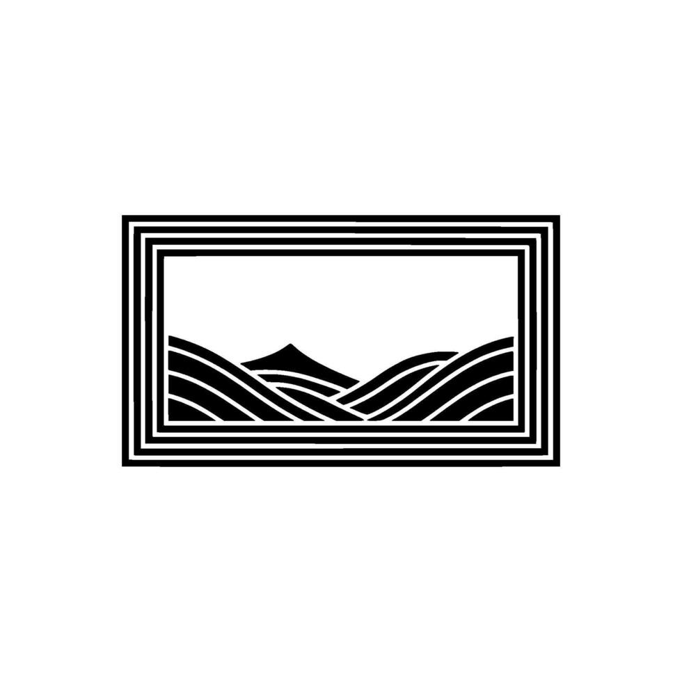 Geometric Landscape Silhouette, Minimalist Horizon, Frame vector