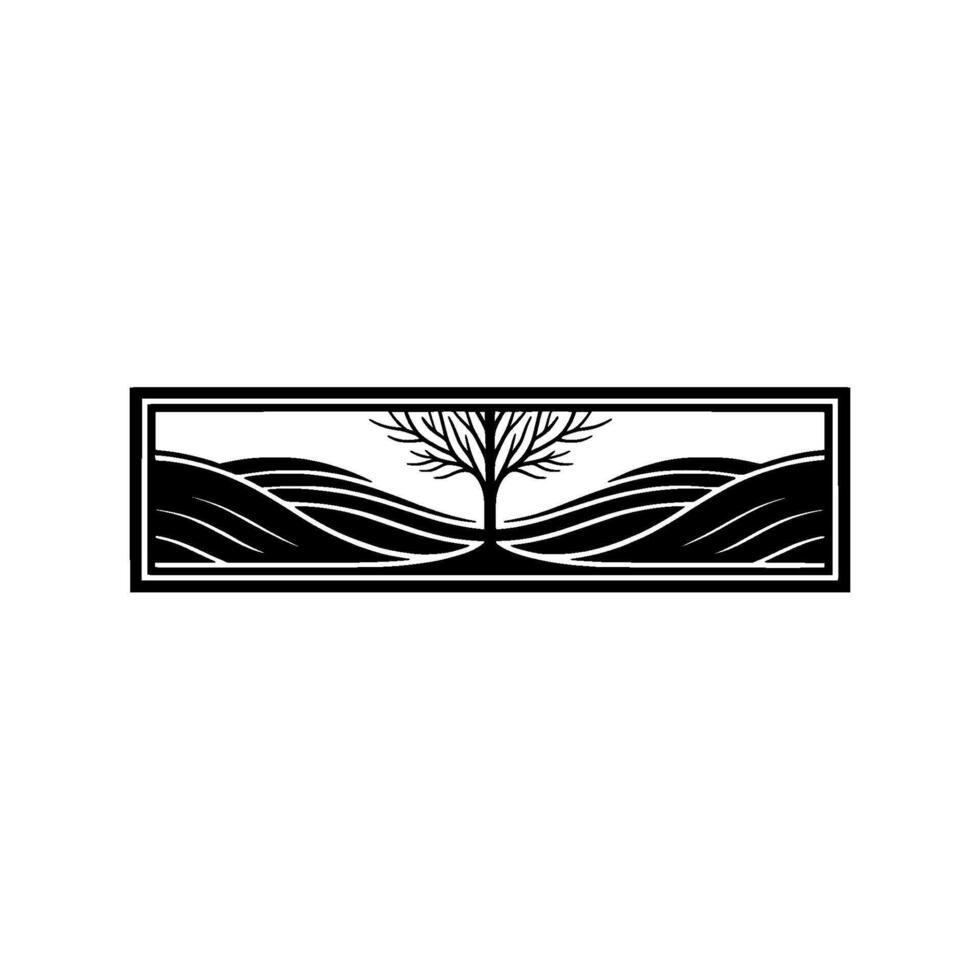 Serene Landscape Emblem Tree of Resilience vector