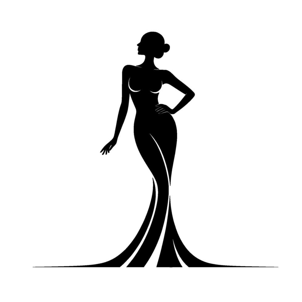 Elegant Silhouette, Graceful Figure, Evening Glamour - Woman vector