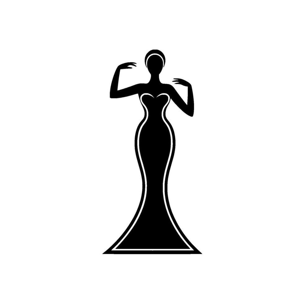 Elegant Silhouette, Glamourous Figure, Black Dress vector