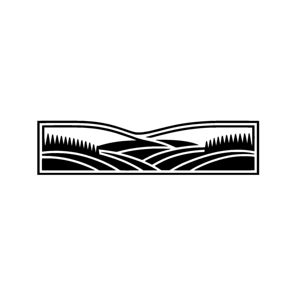 Minimalist Landscape Emblem, Serene Horizon - Rustic vector
