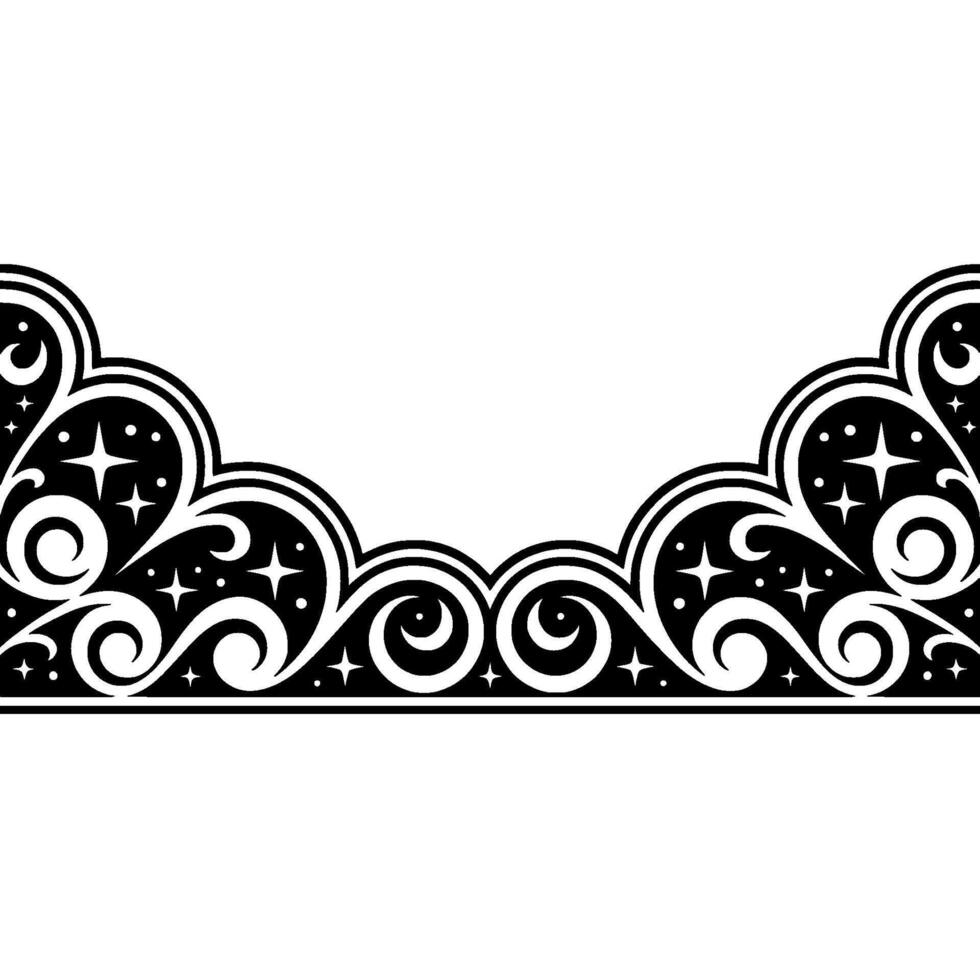Ornate Black White Decorative Border, Celestial Details vector