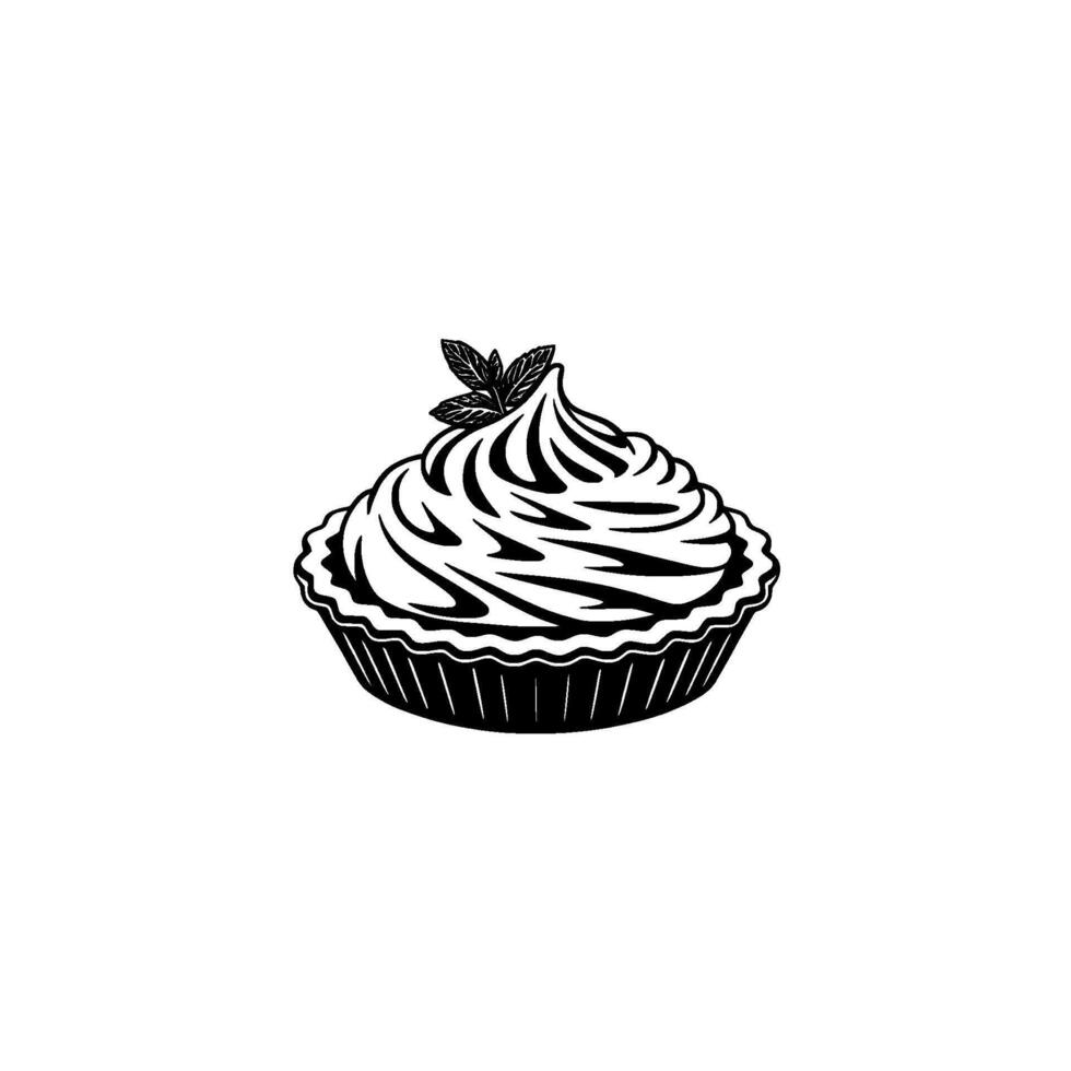 Elegant Mint Cupcake Silhouette, Minimalist Dessert vector