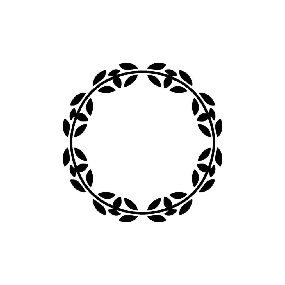 Elegant Laurel Wreath Border, Minimalist - Foliage vector
