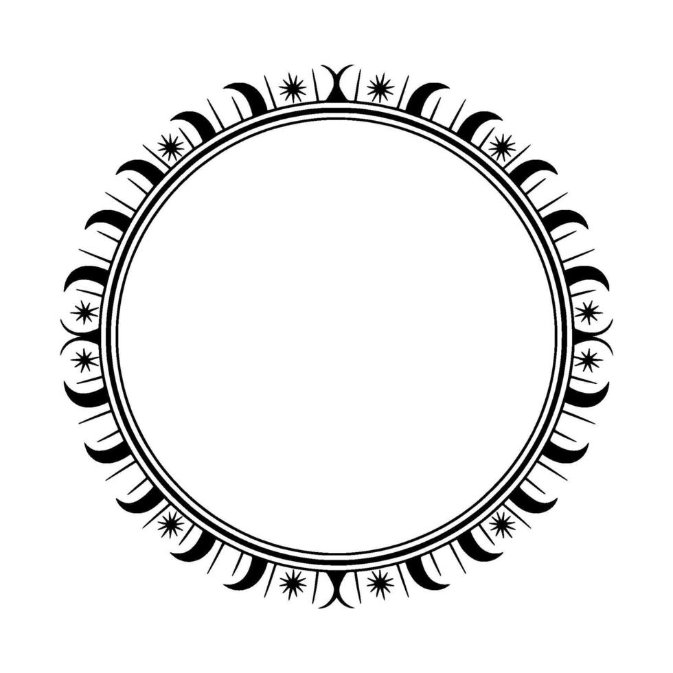 Celestial Circle Vintage Moon Star Frame vector