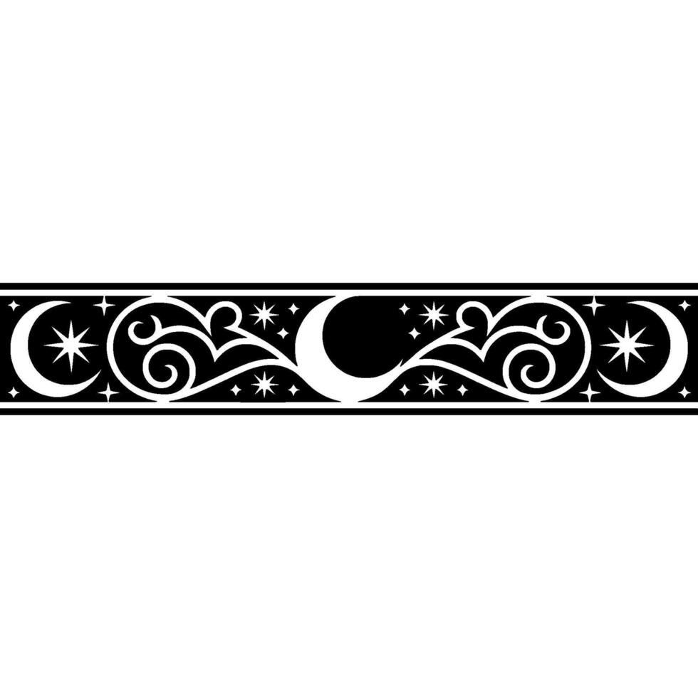 Celestial Border Vintage Moon Star Ornamentation - Ornament vector