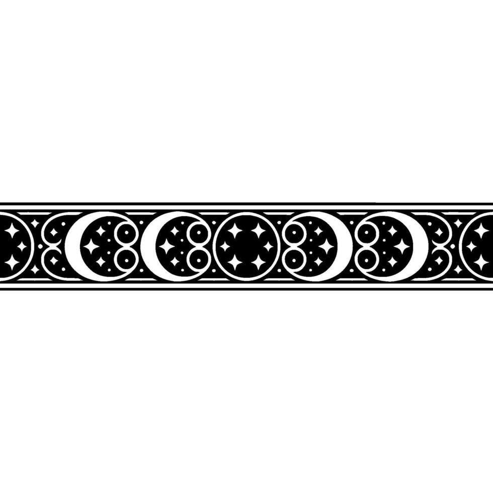 Celestial Border Gothic Crescent Moon Ornamentation vector