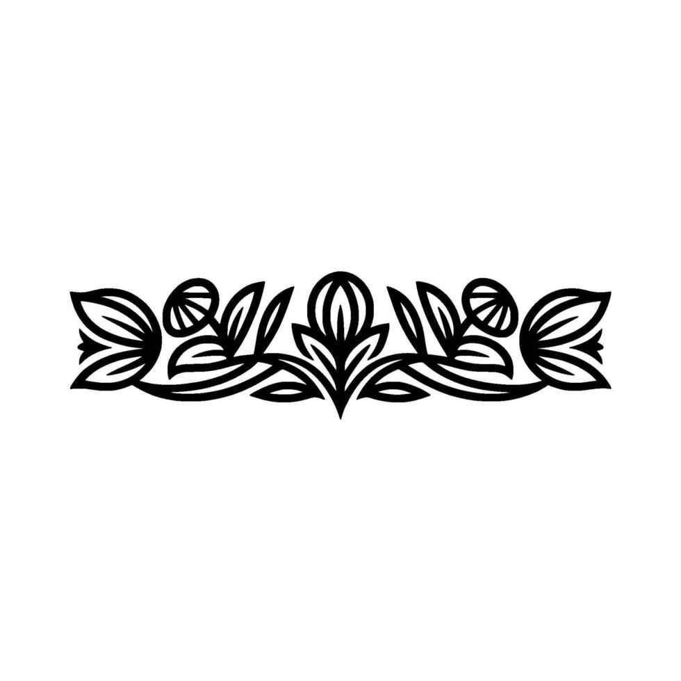 Elegant Botanical Border, Vintage Line Art, Lineart vector