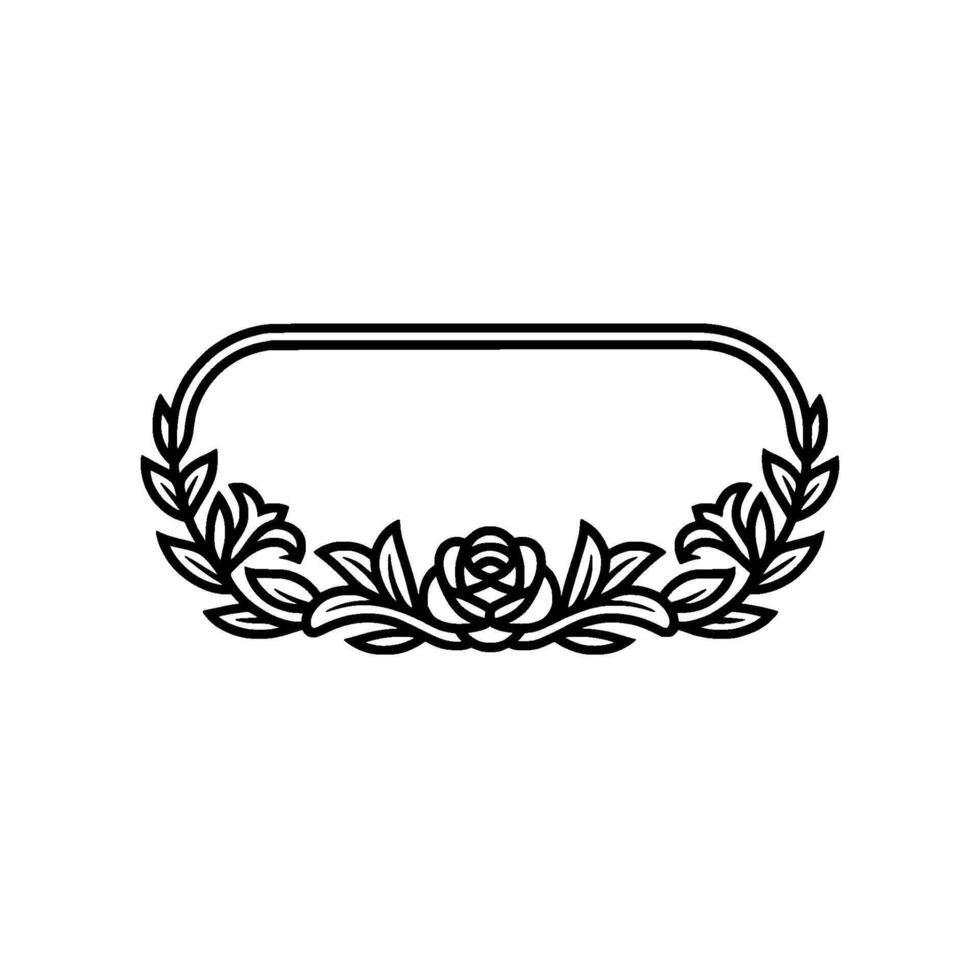 Elegant Floral Frame, Vintage , Minimalist Illustration, Rose vector