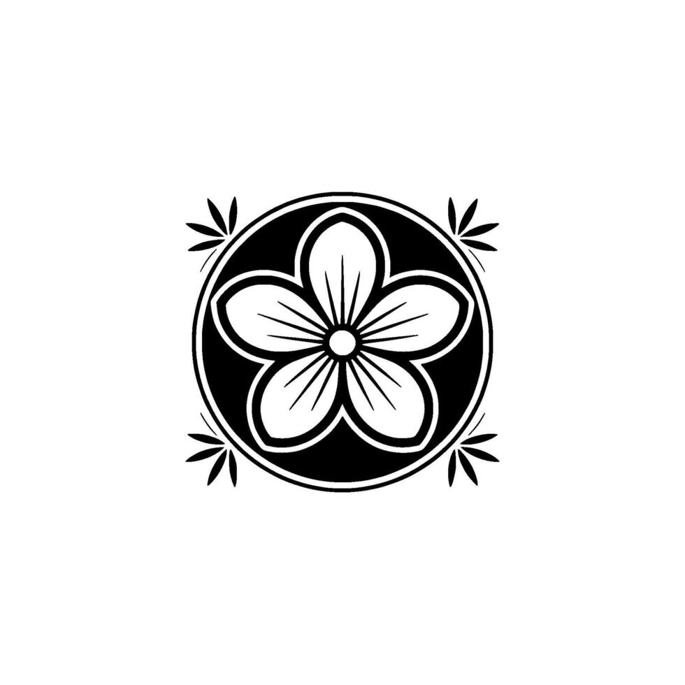 Minimalist Floral Emblem, Circular , Zen Symbol vector