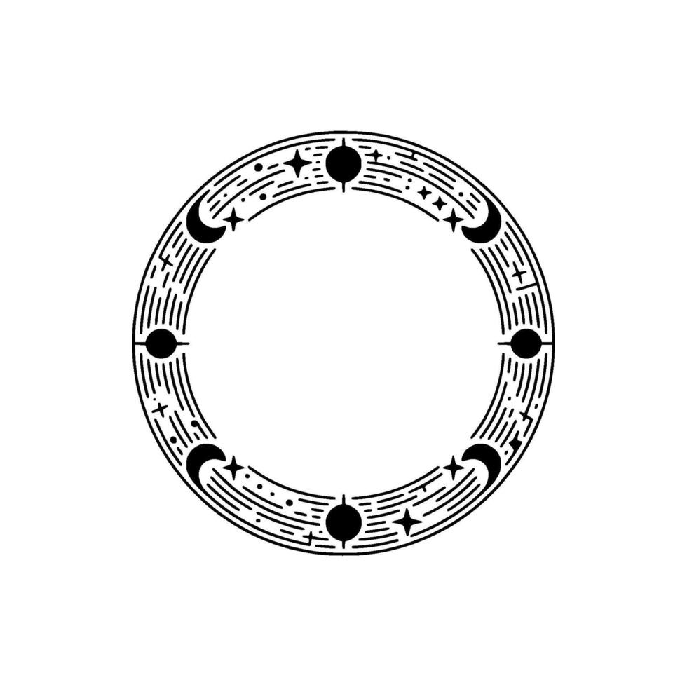 Celestial Circle Lunar Magic Cosmic Alignment vector