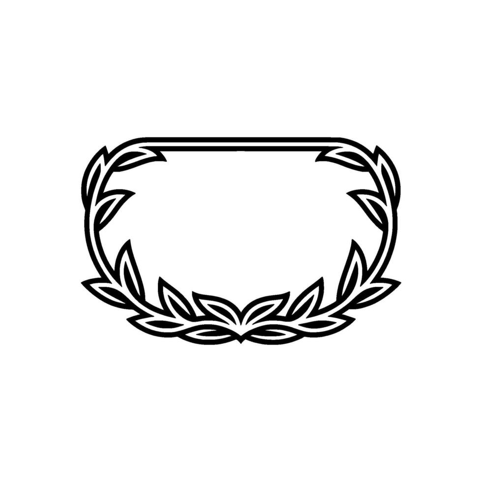 Elegant Oval Frame with Laurel Leaves, Minimalist vector